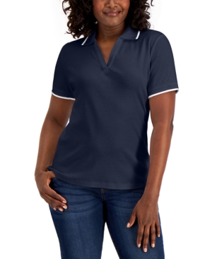 Karen Scott Cotton Piped Polo Created for Macy's