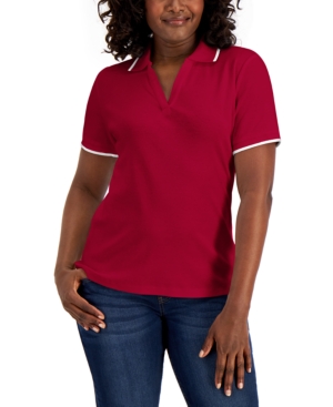 Karen Scott Cotton Piped Polo Created for Macy's