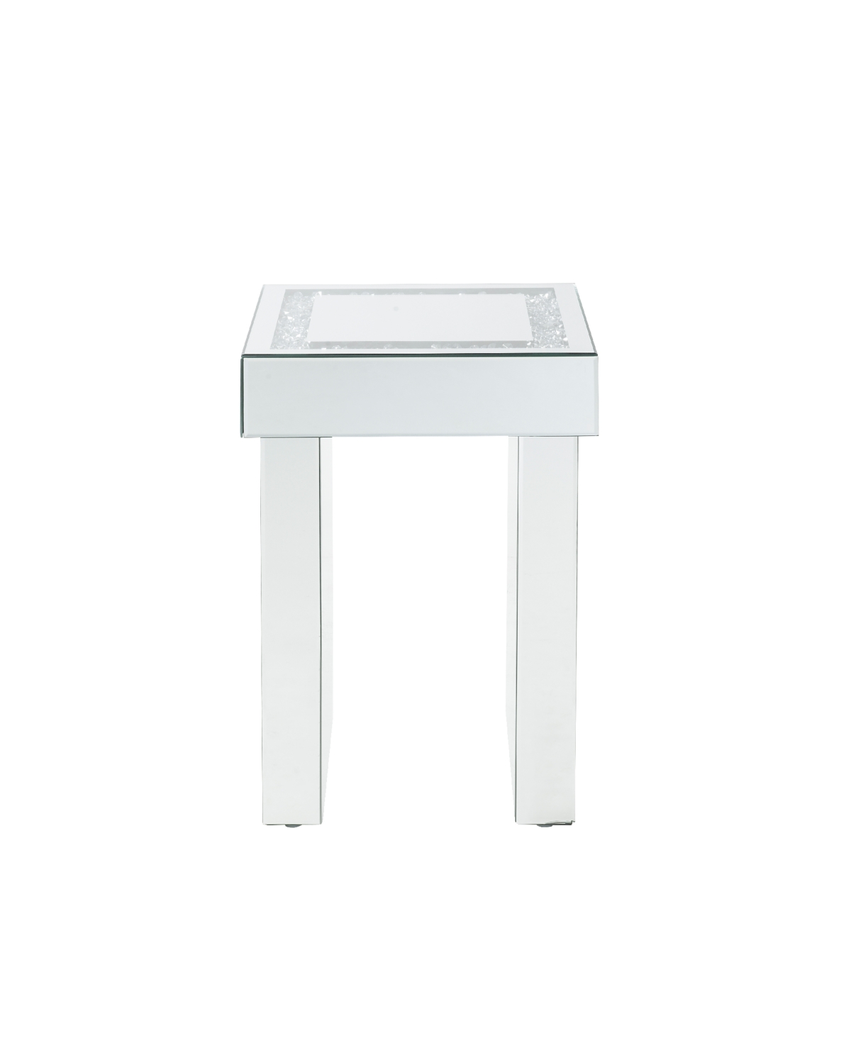 Acme Furniture Noralie End Table In Mirrored And Faux Diamonds