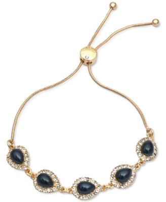 Photo 1 of Charter Club Gold-Tone Pavé & Colored Imitation Pearl Pear-Shape Halo Slider Bracelet, Created for Macy's