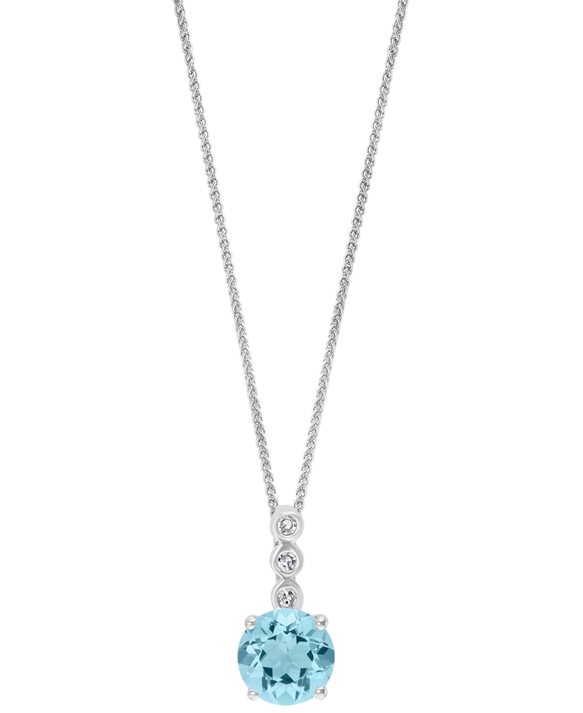 Aquamarine (3/4 ct. t.w.) & Diamond Accent 18" Pendant Necklace in 14k White Gold (Also in Morganite) - Morganite