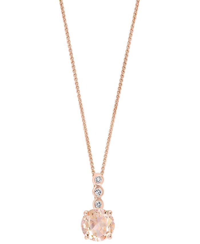 LALI Jewels - Morganite (3/4 ct. t.w.) & Diamond Accent 18" Pendant Necklace in 14k Rose Gold