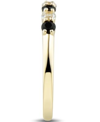 Onyx & White Topaz (1/4 ct. t.w.) Stack Ring in 14k Gold