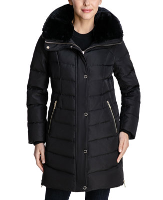 Michael Kors Women's Faux-Fur-Collar Hooded Down Puffer Coat, Created ...