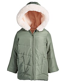 Baby Girls Faux-Fur-Trim Hooded Parka, Created for Macy's