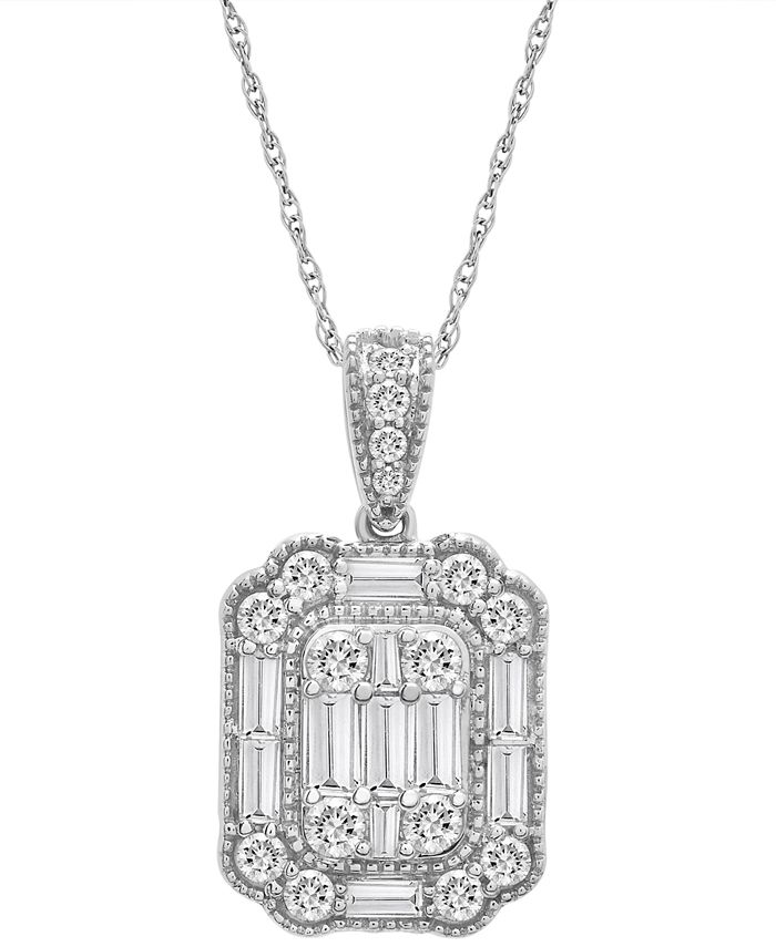 Macy's diamond baguette cluster pendant necklace hotsell