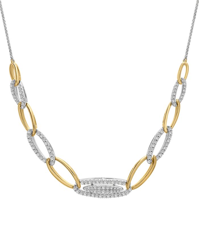 Wrapped in Love - Diamond Chain Link Statement Necklace (1 ct. t.w.) in Sterling Silver & 14k Gold-Plate, 16" + 4" extender