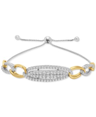 Diamond Link Bolo Bracelet (1 ct. tw) in Sterling Silver & Gold-Plate, Created for Macy's