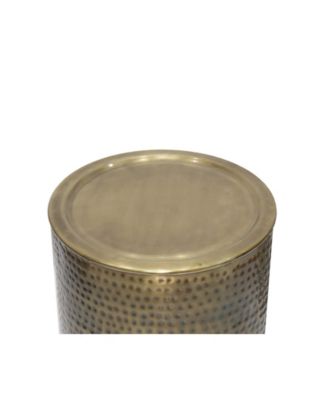 Corbin 16.1" Antique Gold Iron Wide Industrial Metal Side Table