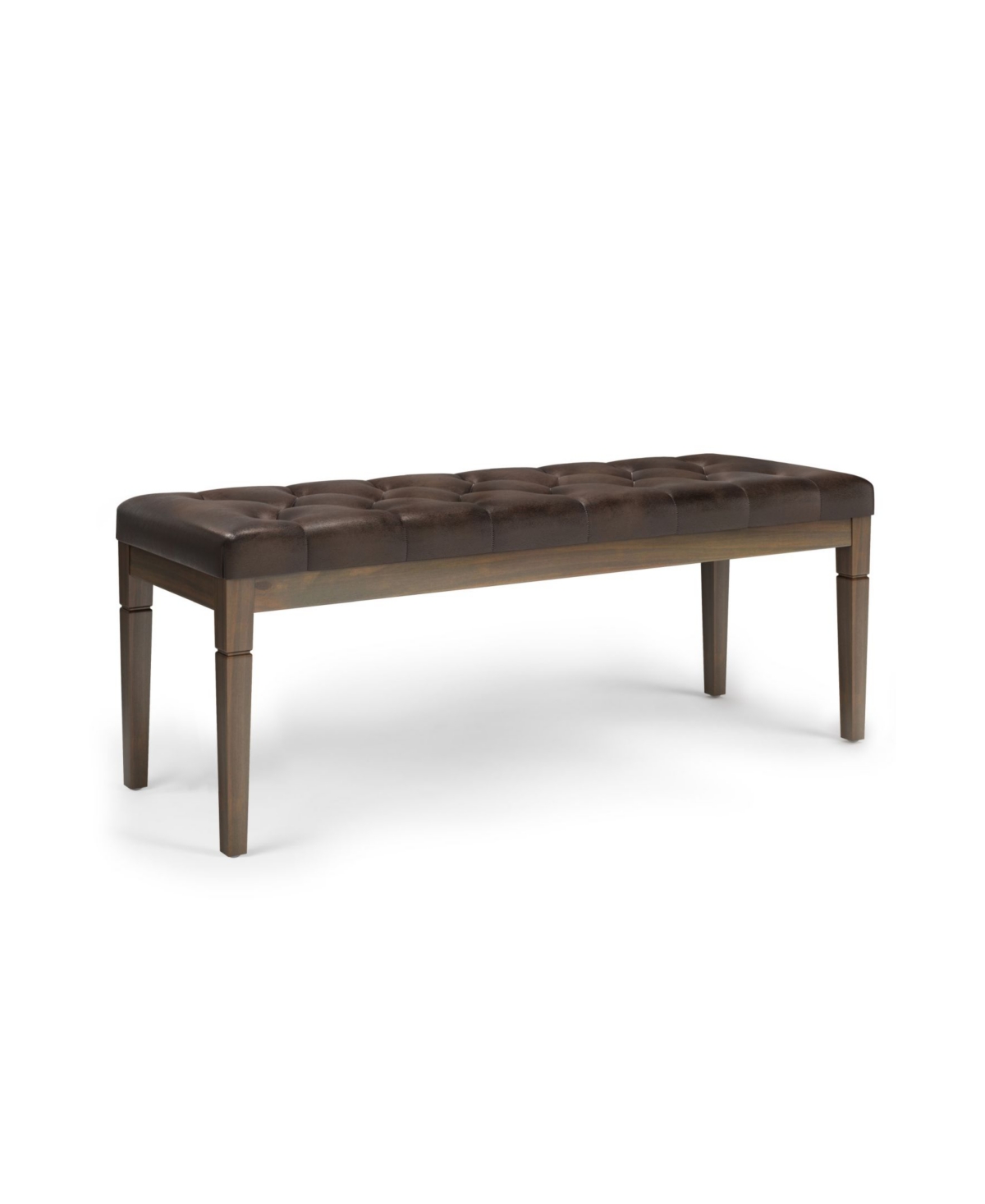 Simpli Home Waverly Tufted Ottoman Bench In Distressed Brown