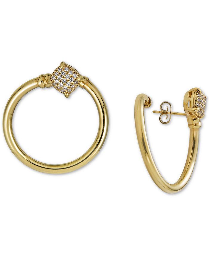 Macy's - Diamond Cluster Spiral Hoop Earrings (3/8 ct. t.w.) in 14k Gold-Plated Sterling Silver