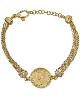 Macy's - Diamond Coin Multi-Layer Chain Bracelet (1/6 ct. t.w.) in 14k Gold-Plated Sterling Silver
