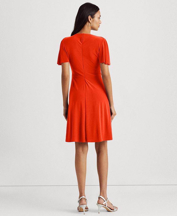 ralph lauren ruffle trim jersey gown