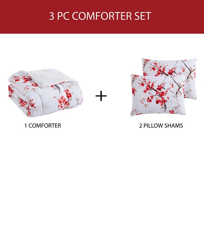 Hallmart Collectibles Cherry Blossom 3Pc. King Comforter Set Macy's