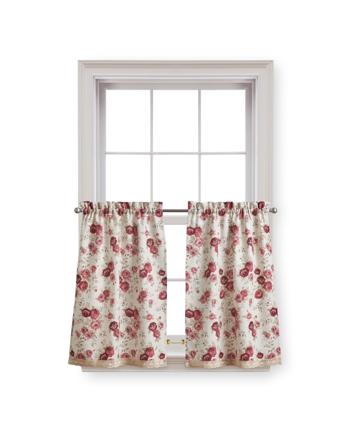 Rose 36" x 54" Tailored Tier, Set of 2 - Red