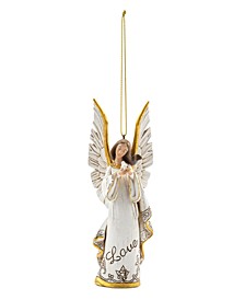 Joy, Love And Peace Angels with Flowers and Praying Dove Ornament, Set of 3
