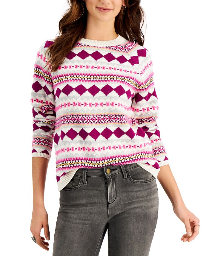 Style & Co Petite Fair Isle Sweater, Created for Macy's & Reviews ...