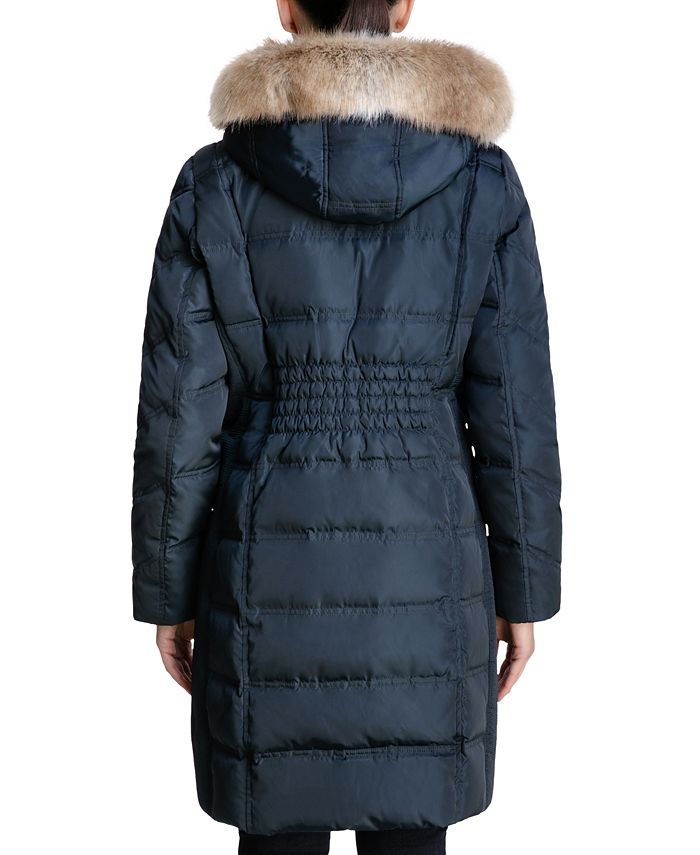 Michael Kors Women's Chevron Faux-Fur-Trim Hooded Down Puffer Coat ...