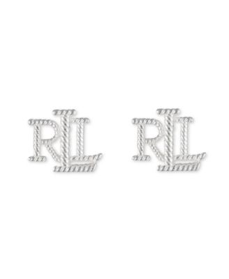 【RALPH LAUREN】★SILVER LAUREN LOGO EARRINGS★正規品★ Ralph Lauren Sterling Silver LRL Logo Stud Earring - Macy's
