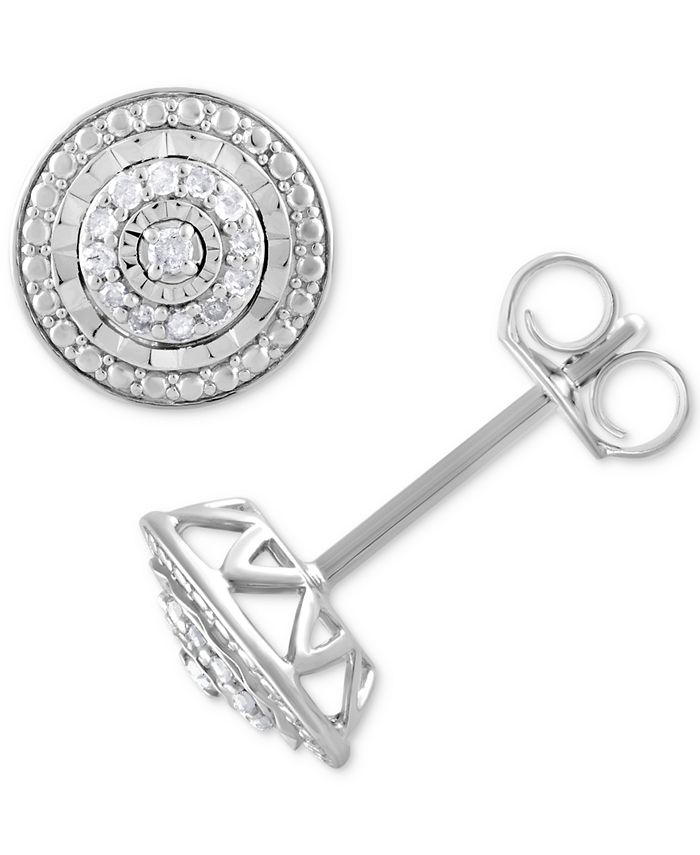 Macy's Diamond Multi-Halo Stud Earrings (1/10 ct. .) in Sterling Silver  & Reviews - Earrings - Jewelry & Watches - Macy's