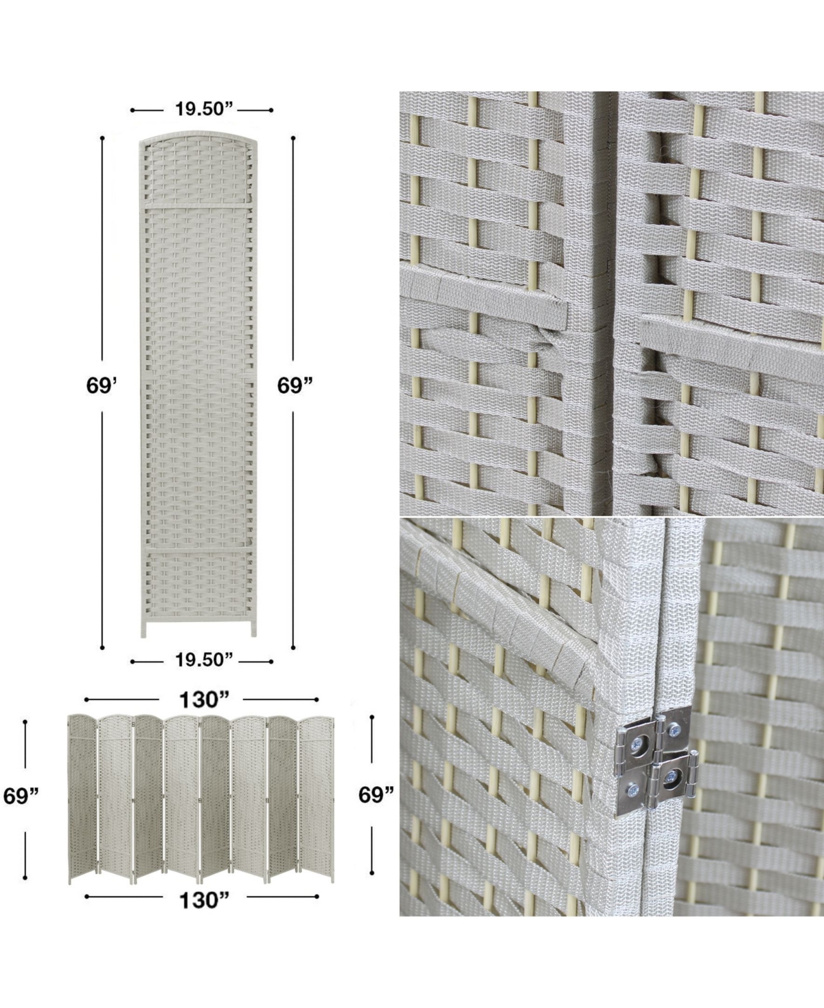 Sorbus 8-Panel Room Divider Privacy Screen
