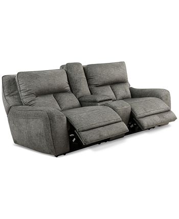 Furniture - Terrine 3-Pc. Fabric Sofa with 2 Power Motion Recliners and 1 USB Console