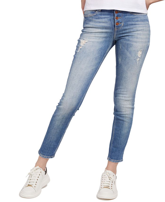 GUESS 1981 Exposed Button Skinny Ankle Jeans & Reviews - Jeans - Women - Macy's