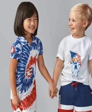 Big Girls Team Usa Tie-Dye Mesh Polo Dress