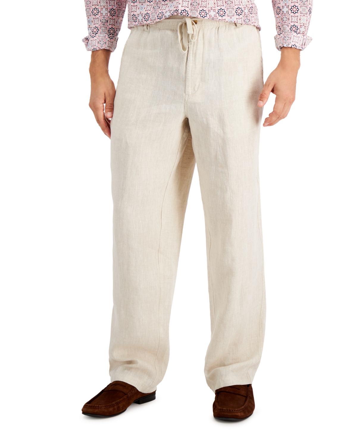 Men's 100% Linen Pants, Created for Macy's - Natural Khaki