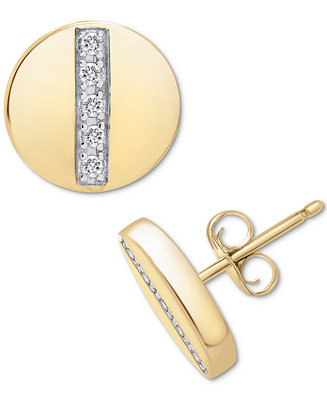 Wrapped Diamond Disc Stud Earrings (1/10 ct. t.w.) in 14k Gold, Created for Macy's & Reviews - Earrings - Jewelry & Watches - Macy's