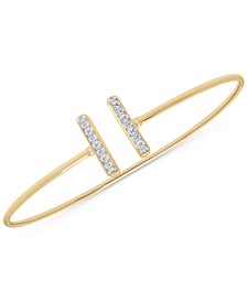 Diamond Bar Cuff Bangle Bracelet (1/10 ct. t.w.) in 14k Gold, Created for Macy's