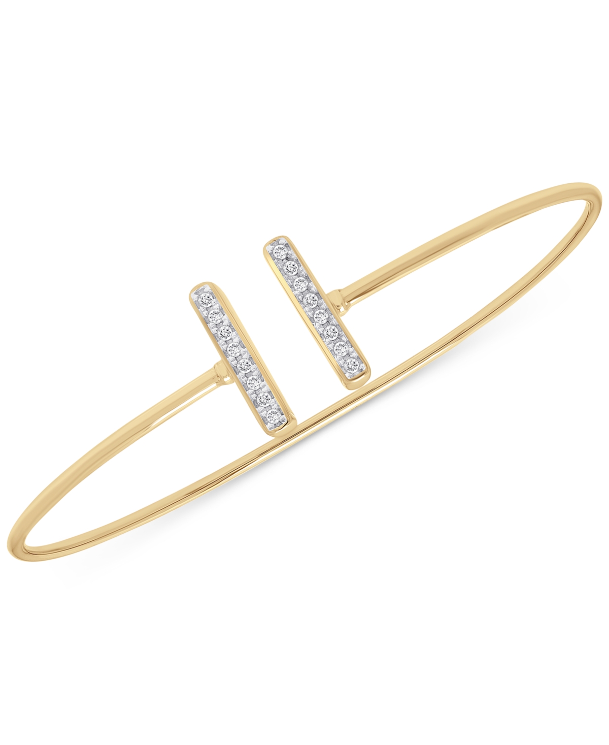 Diamond Bar Cuff Bangle Bracelet (1/10 ct. t.w.) in 14k Gold, Created for Macy's - Yellow Gold