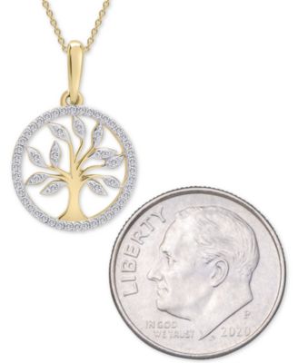Diamond Tree 20" Pendant Necklace (1/10 ct. t.w.) in 14k Yellow or Rose Gold,  Created for Macy's