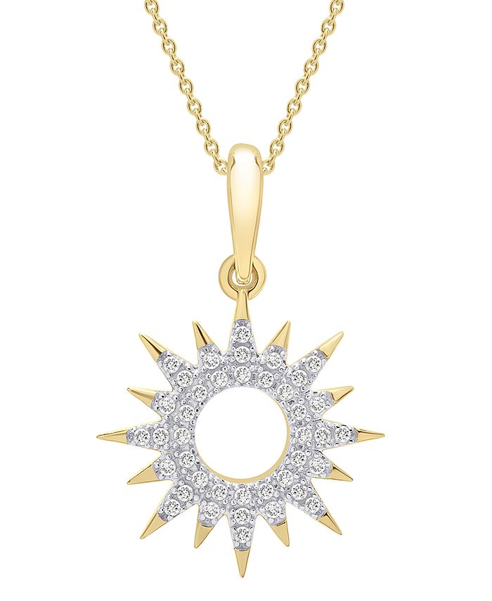 Diamond Sun Pendant Necklace (1/10 ct. t.w.) in 14k Gold Created for Macy's  (Also available in Black Diamond)