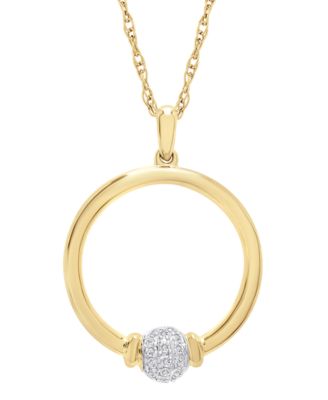 Wrapped - Diamond Circle Pendant Necklace (1/10 ct. t.w.) in 14k Gold, 18" + 2" extender