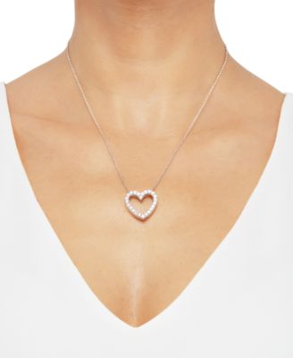 Cubic Zirconia Heart Pendant Necklace in Sterling Silver