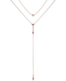 GOLD-TONE CRYSTAL LIGHT AMY AND LIGHT PEACH LONG LAYERED NECK