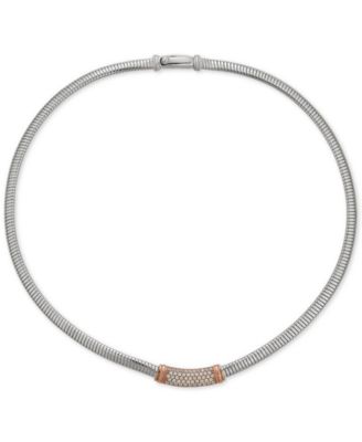 Macy's - Diamond Cylindric Bar 17" Statement Necklace (5/8 ct. t.w.) in Sterling Silver & 14k Rose Gold-Plate