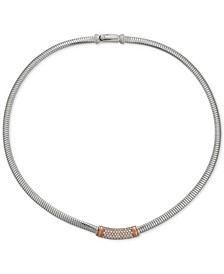 Diamond Cylindric Bar 17" Statement Necklace (5/8 ct. t.w.) in Sterling Silver & 14k Rose Gold-Plate