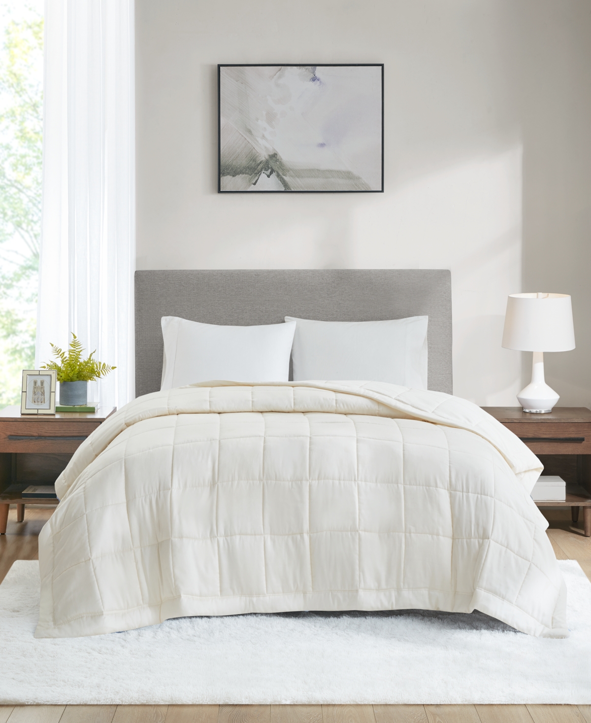 Charter Club Down Alternative Cooling Blanket, Full/Queen, Created for Macy's - Vanilla Cream