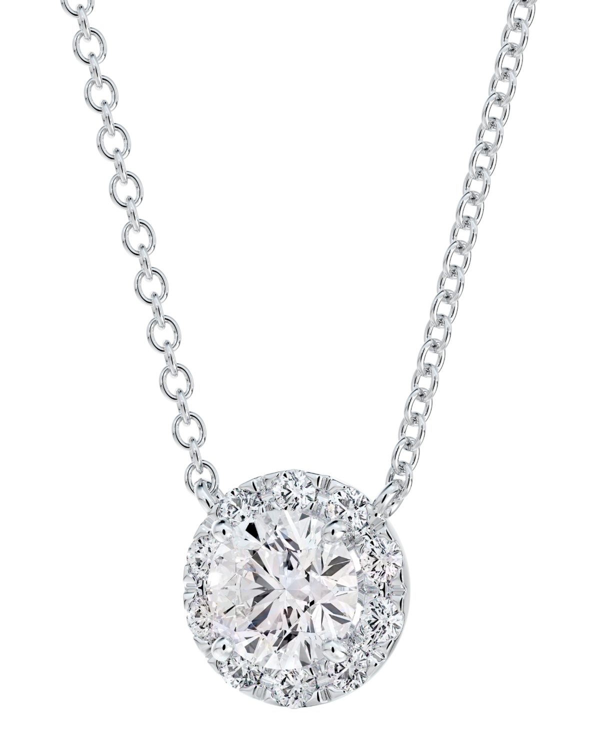 Portfolio by De Beers Forevermark Diamond Halo Pendant Necklace (1 ct. t.w.) in 14k + extender - White Gold