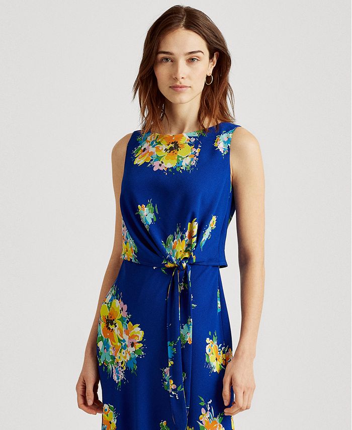 ralph lauren crepe sleeveless gown