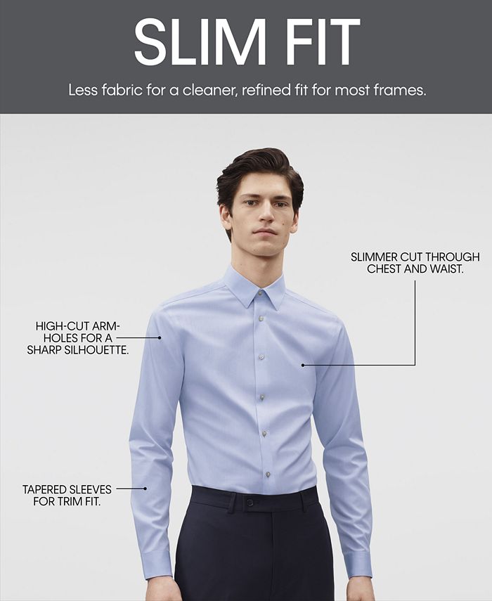 Calvin Klein Men's Slim-Fit Non-Iron Performance Herringbone French ...