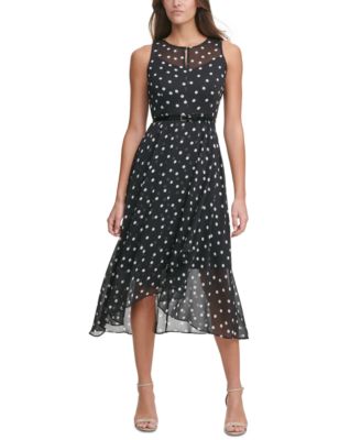 Tommy Hilfiger Belted Chiffon Midi Dress - Macy's