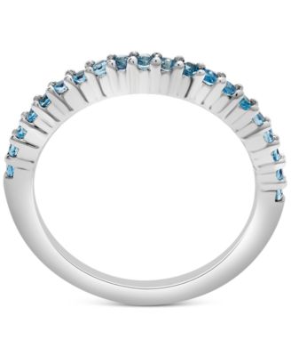 Gemstone Stack Ring in Sterling Silver (Available in Pink Sapphire and Blue Topaz)