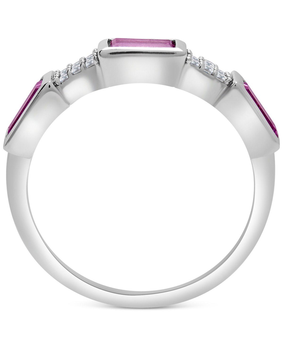 Lab-Grown Blue Sapphire (7/8 ct. t.w.) & Diamond (1/20 ct. t.w.) Ring in Sterling Silver (Also in Lab-Grown& Blue Topaz) - Pink Sapphir