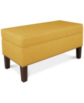 Yellow Ottomans Benches Macy S 48 rectangular fabric storage ottoman bench button tufted foot rest stool grey. yellow ottomans benches macy s