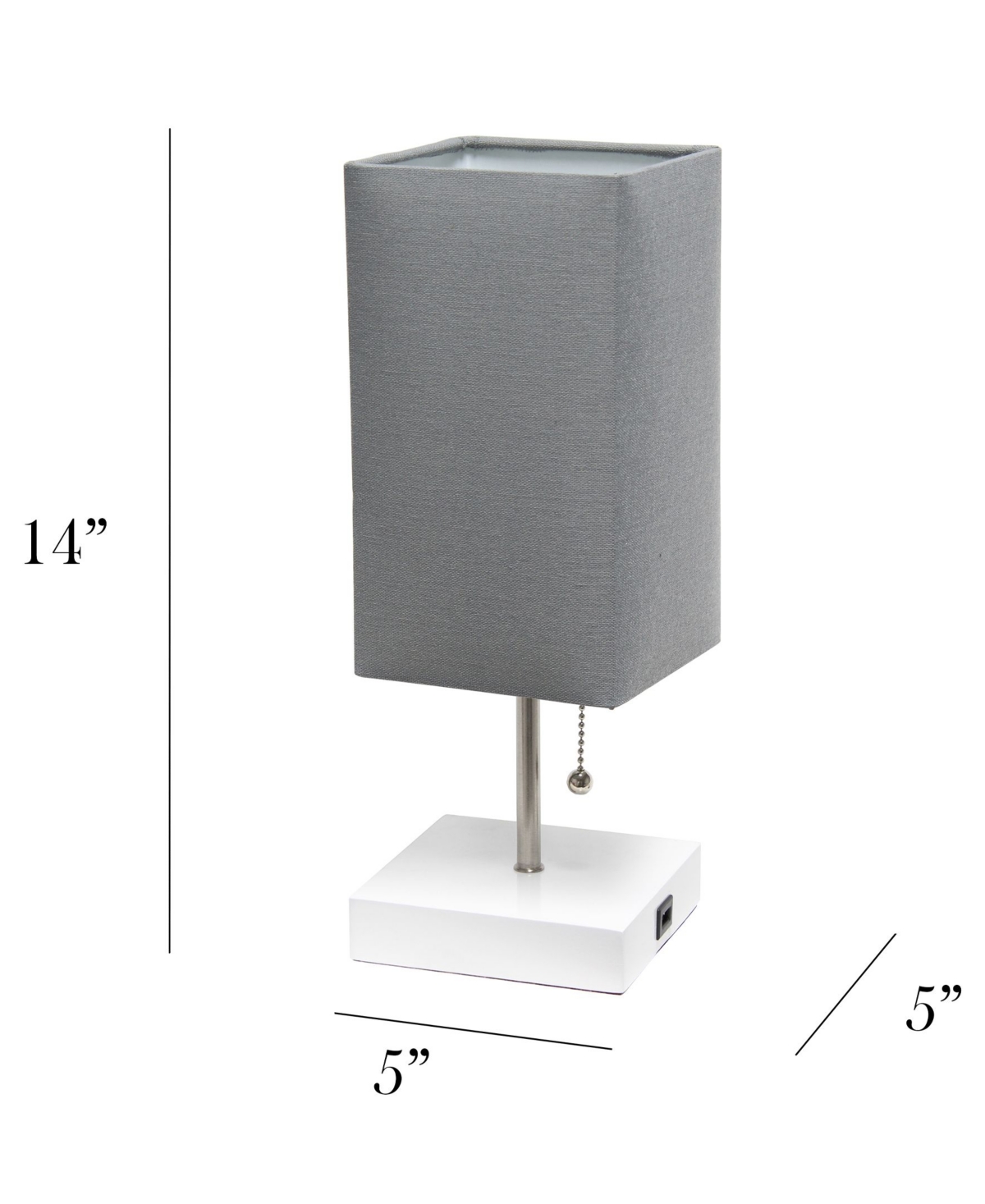 Simple Designs Petite Stick Lamp with Usb Charging Port and Shade - White Base