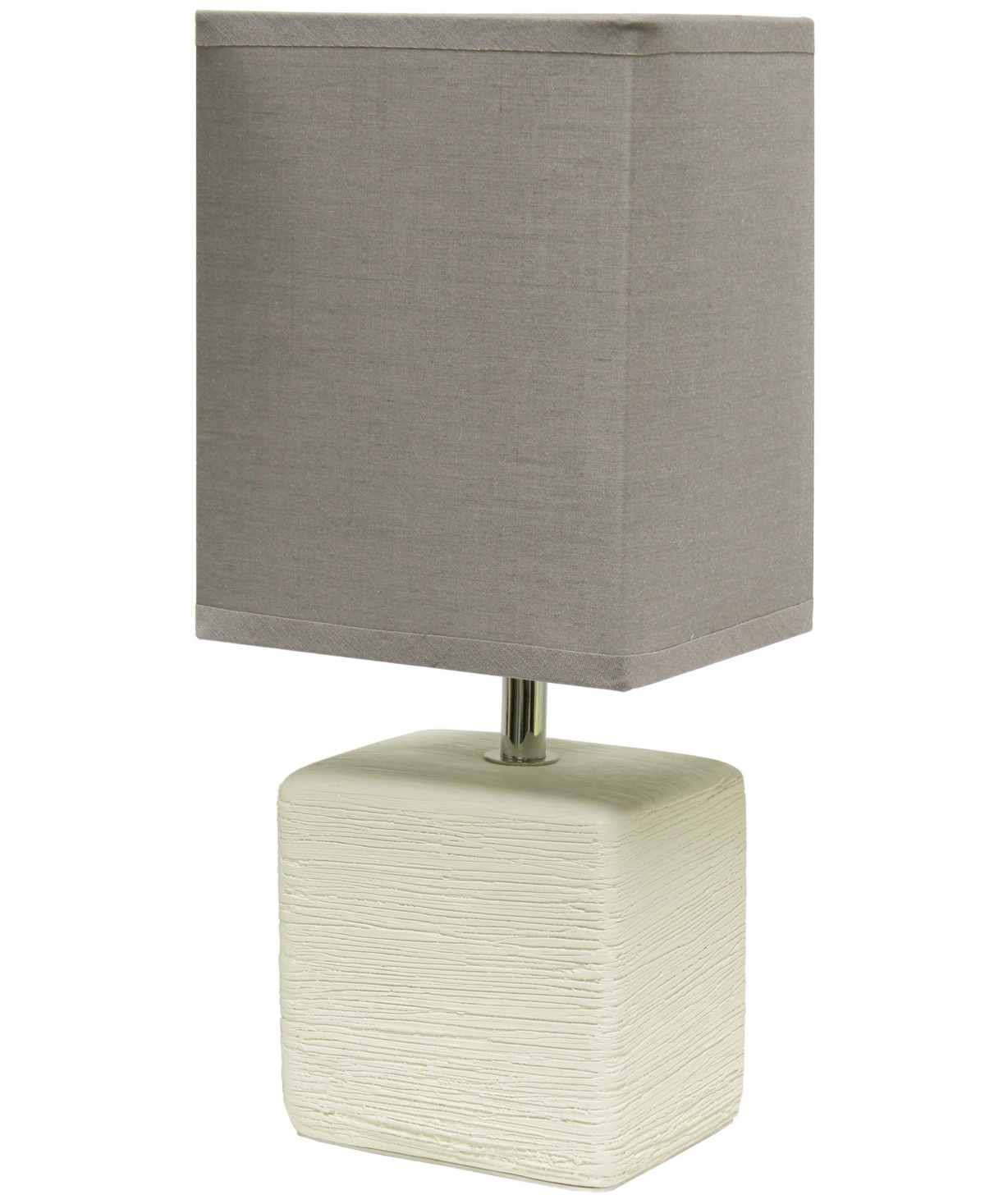Simple Designs Petite Stone Table Lamp With Shade In Off White Base,gray Shade