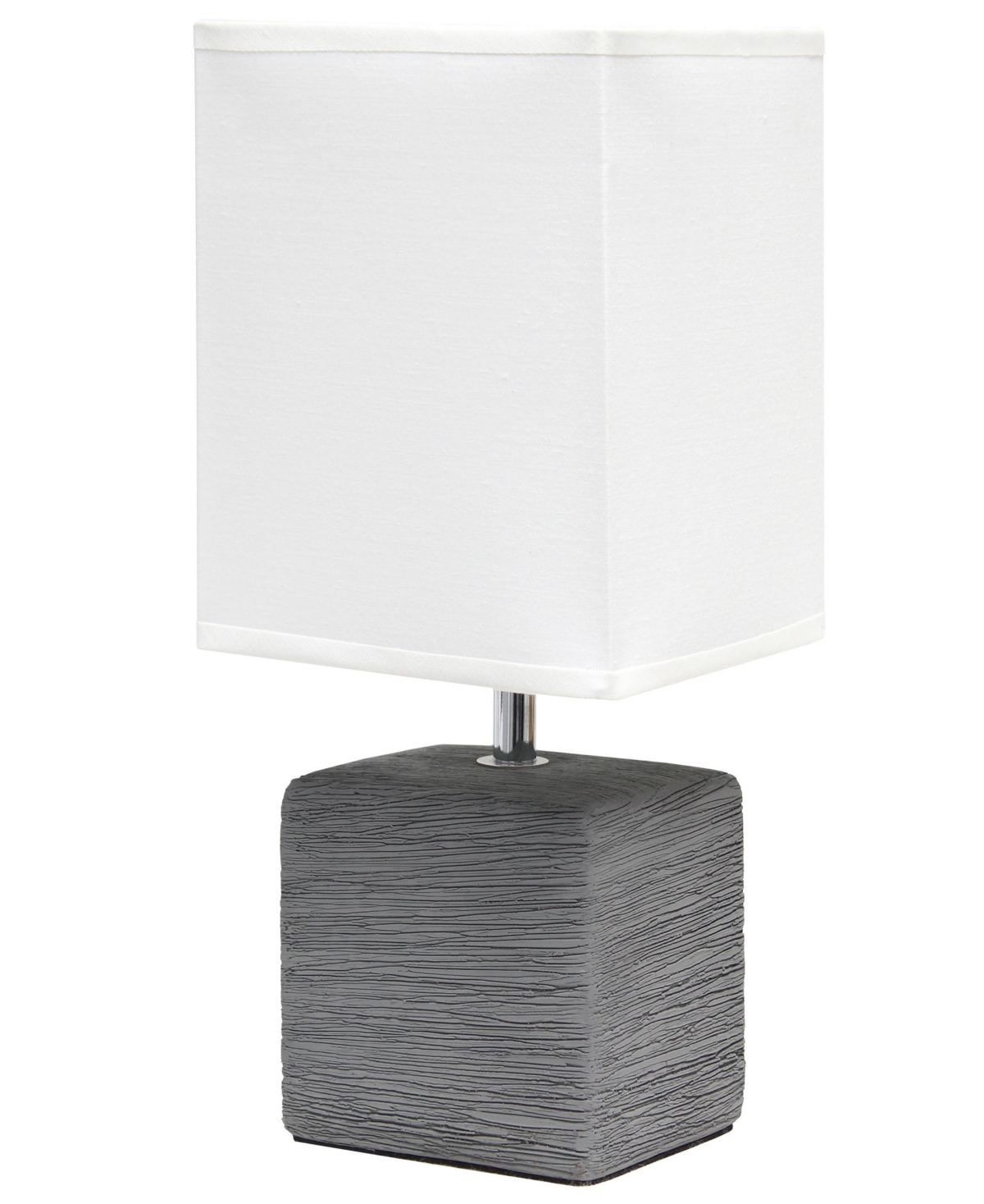 Simple Designs Petite Stone Table Lamp With Shade In Gray Base,white Shade